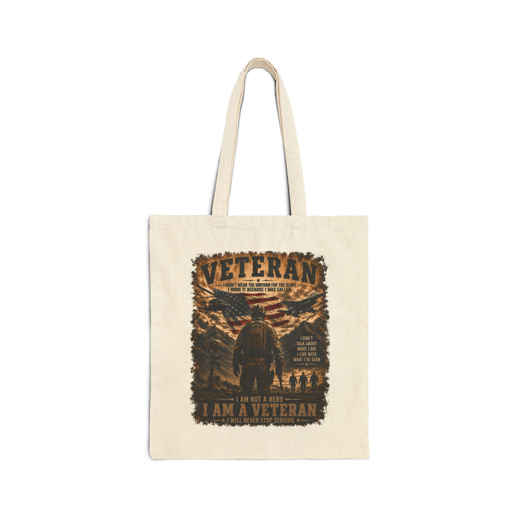 Veteran Tribute Tote Bag — 'I Am a Veteran' Canvas Grocery & Memorial Bag