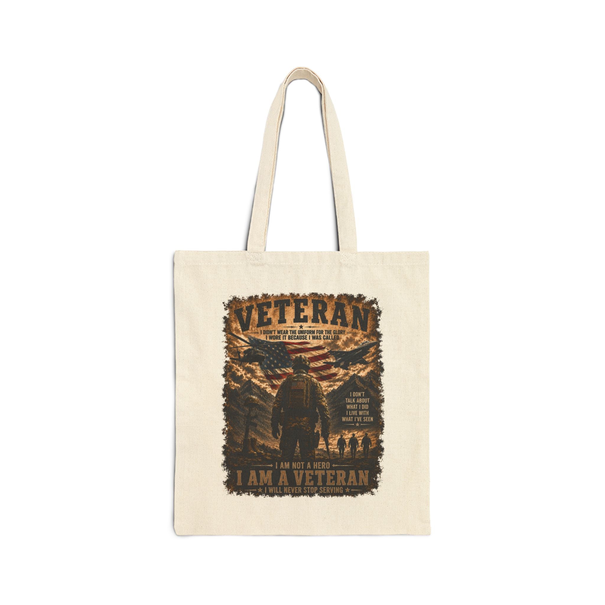 Veteran Tribute Tote Bag — 'I Am a Veteran' Canvas Grocery & Memorial Bag