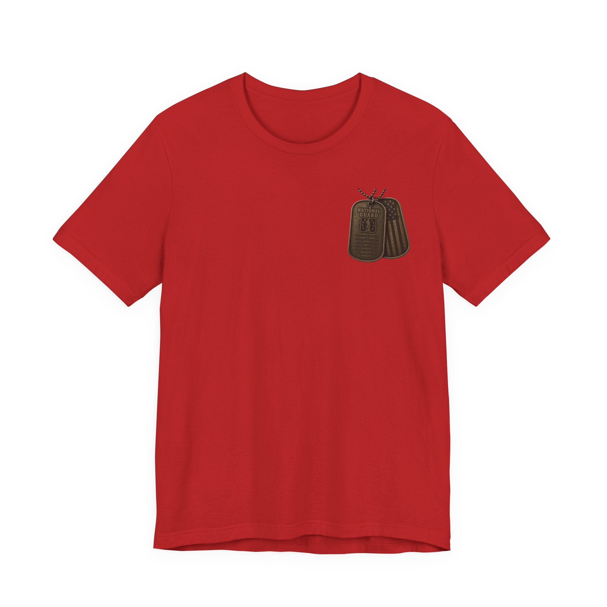 National Guard Graphic Tee — Military Dog Tags & Soldier Back Print