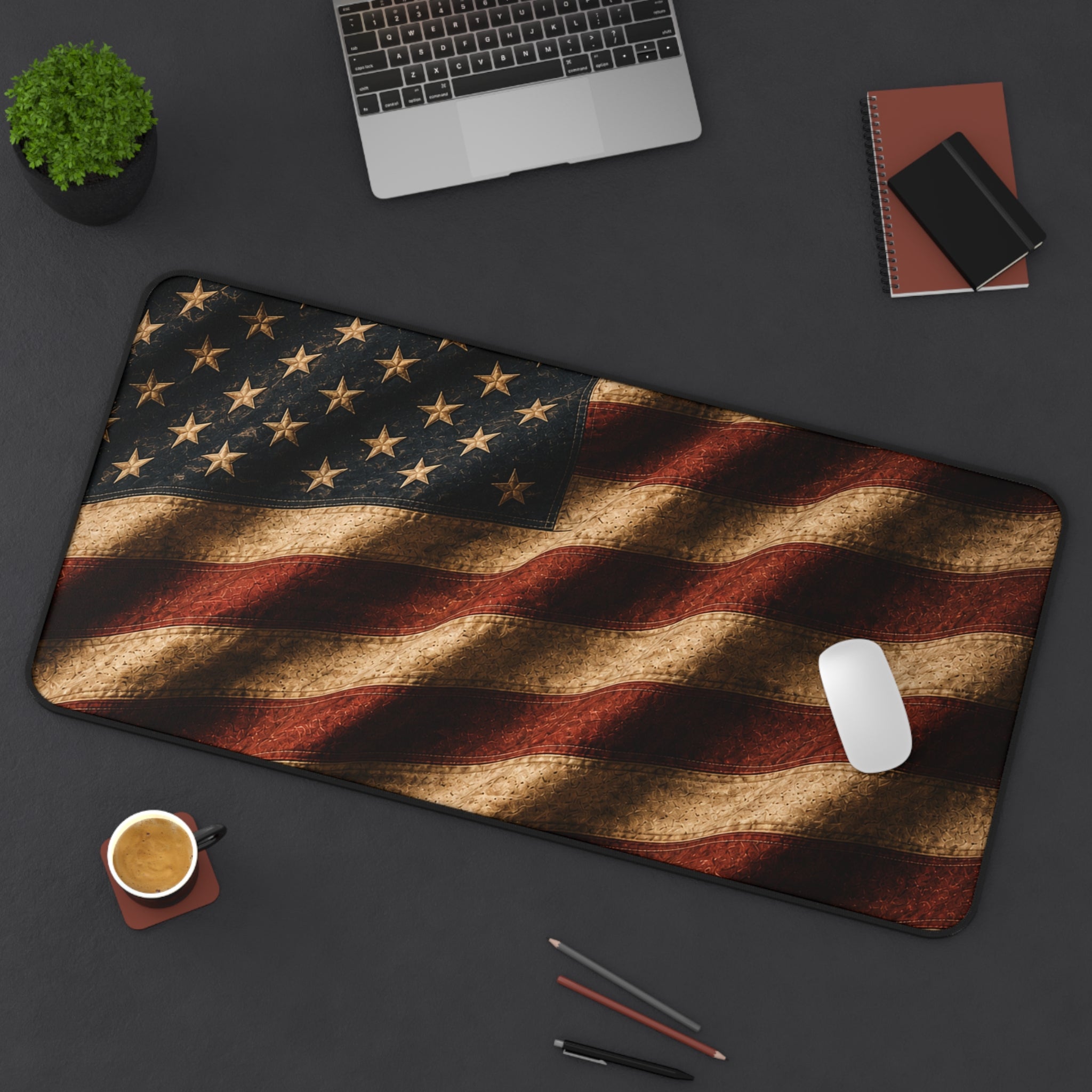 Distressed American Flag Desk Mat | Vintage USA Patriotic Mouse Pad