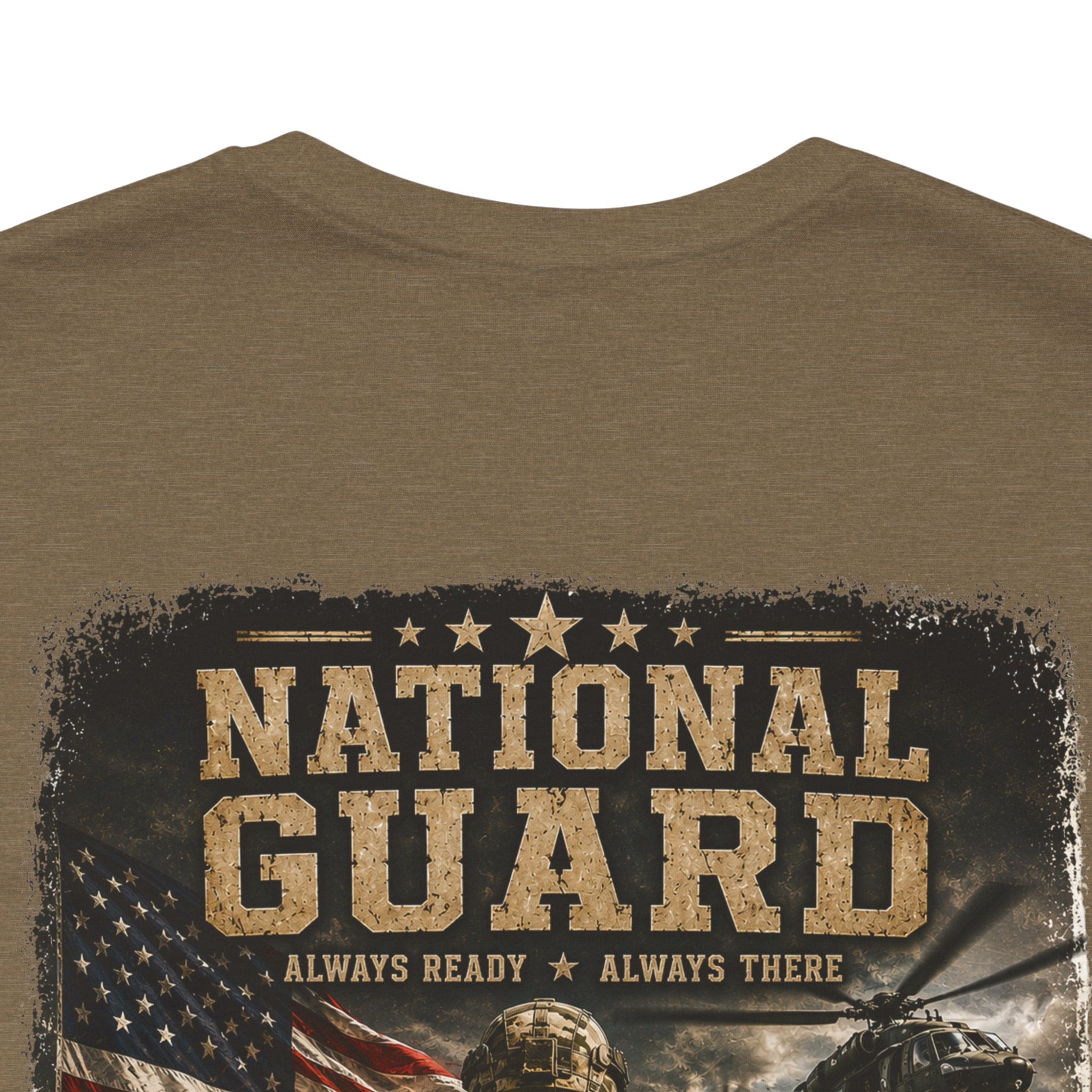 National Guard Graphic Tee — Military Dog Tags & Soldier Back Print