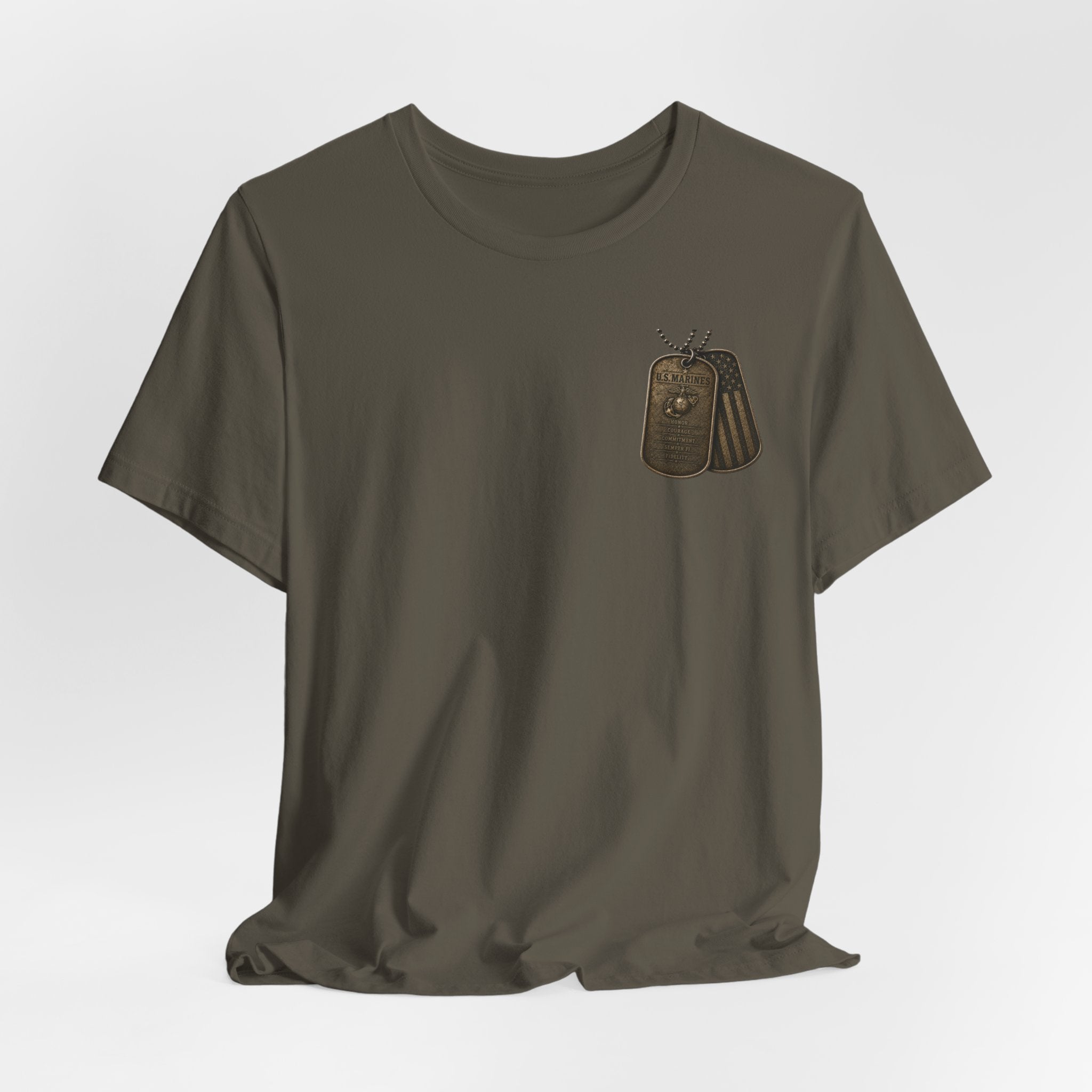 Marines Tribute Tee — Semper Fi Military Dog Tag Graphic T-Shirt