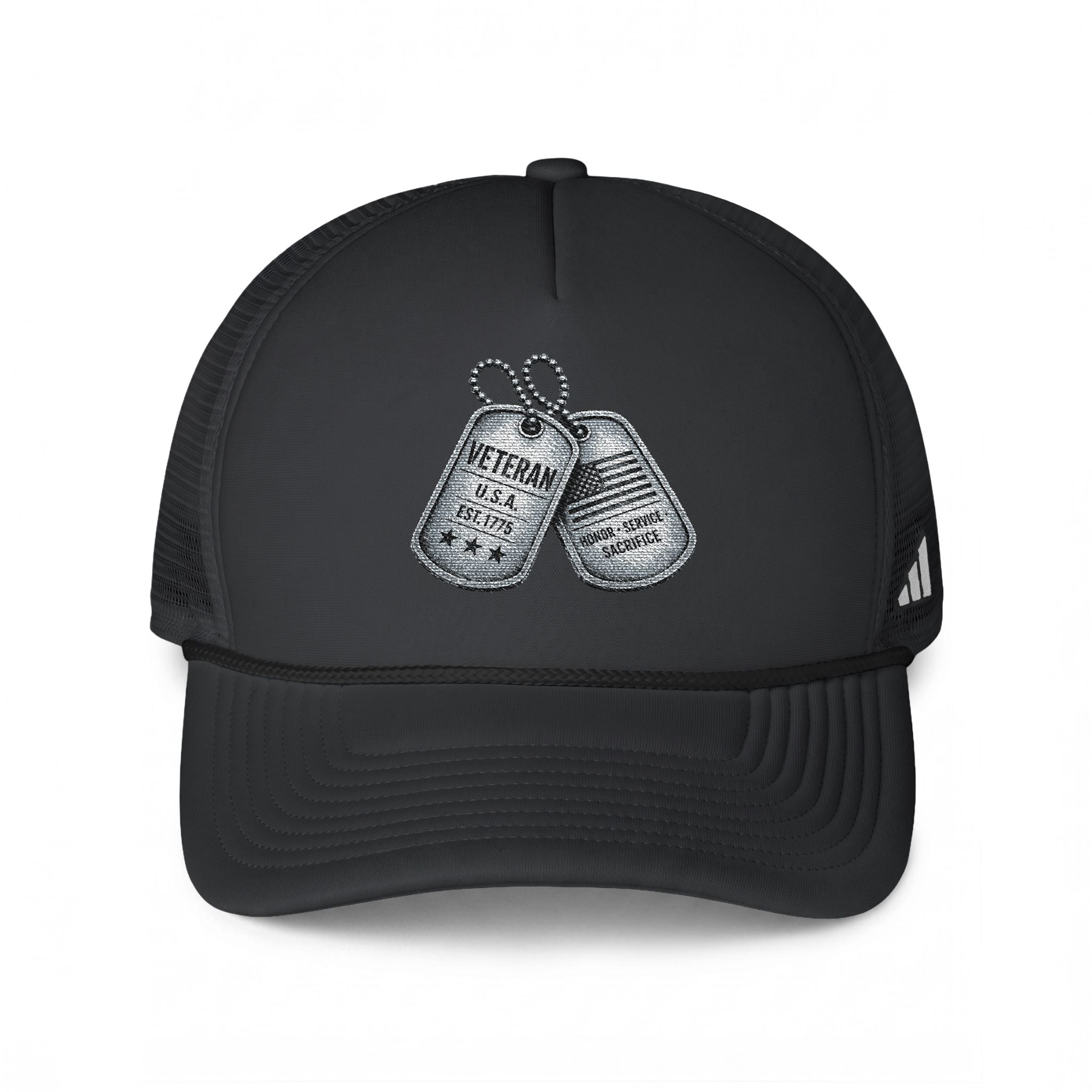 Veteran Dog Tags Trucker Hat — Military Tribute Mesh Cap