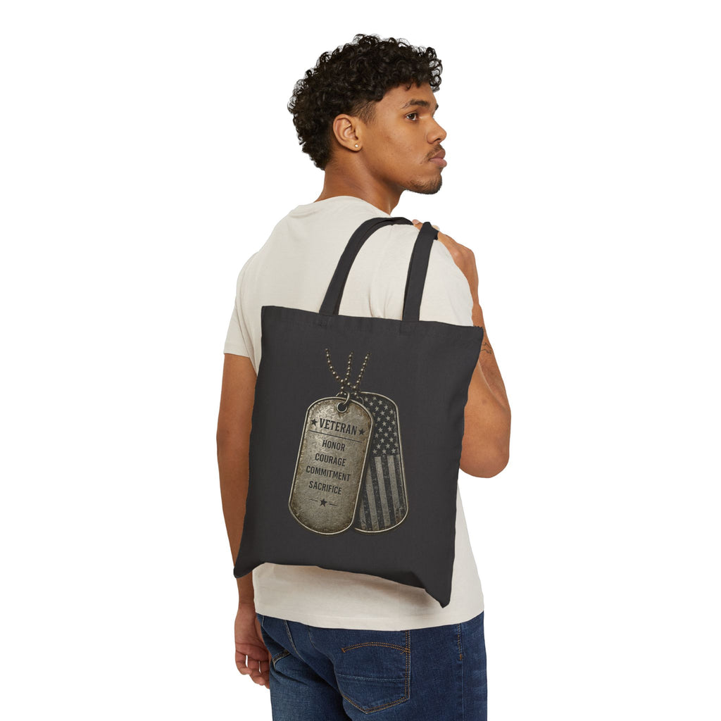 Veteran Tribute Tote Bag — 'I Am a Veteran' Canvas Grocery & Memorial Bag