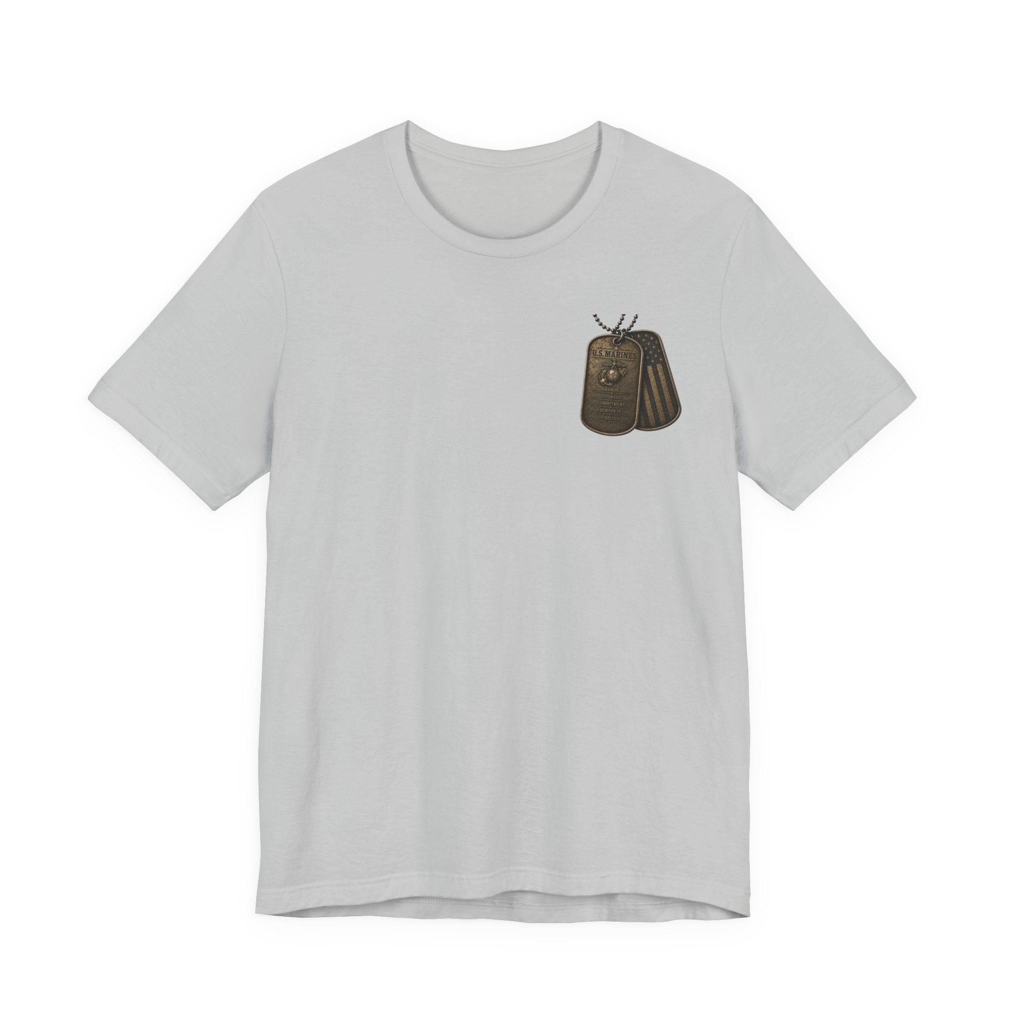 Marines Tribute Tee — Semper Fi Military Dog Tag Graphic T-Shirt